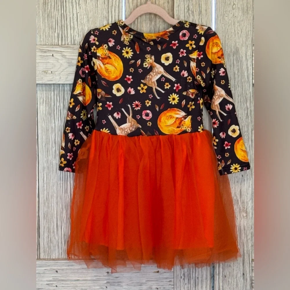 Boutique Dress W/Tulle Overlay Sz 3T  perfect for Fall or Thanksgiving